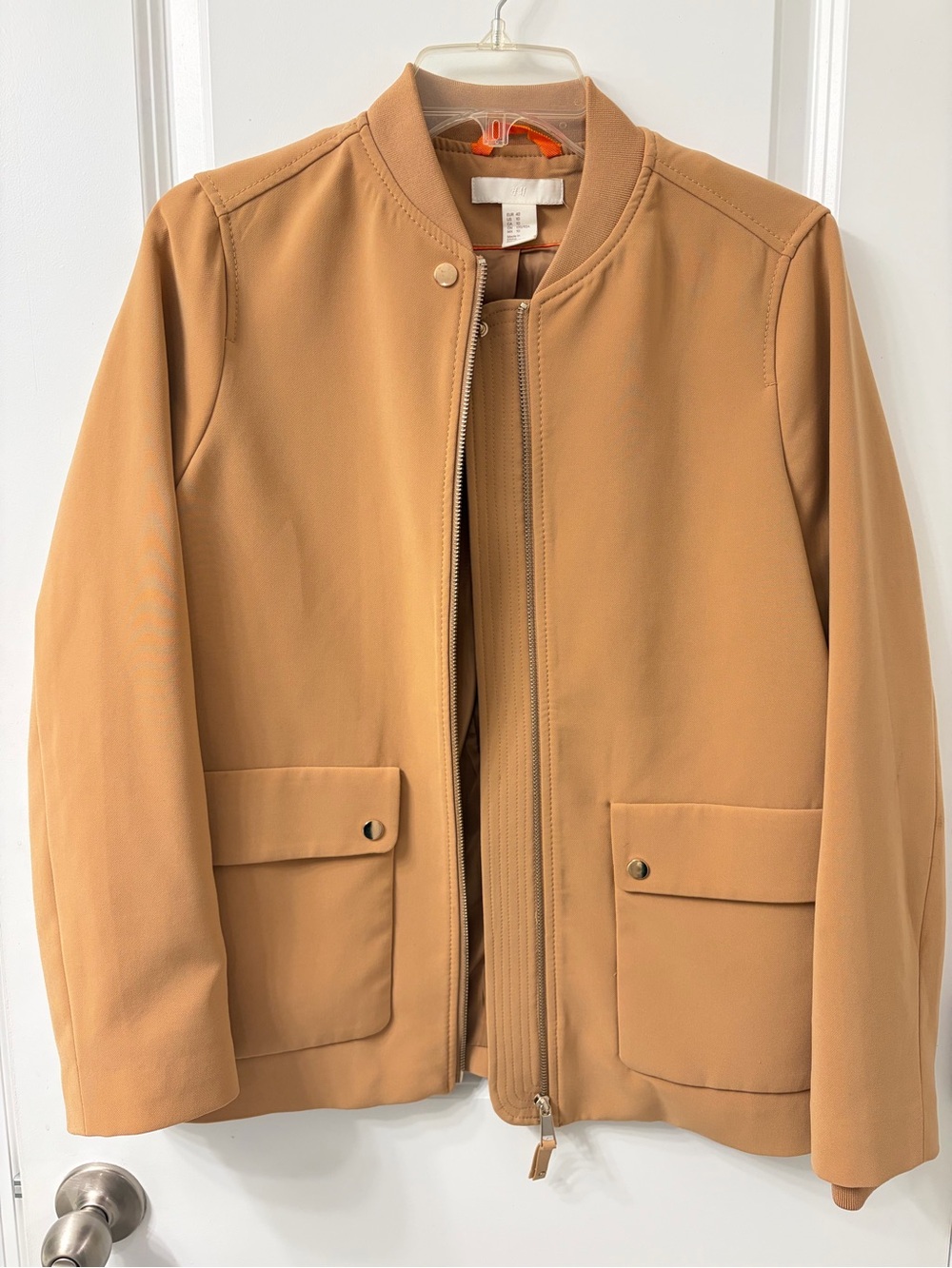 Woman’s Tan Bomber Jacket - Modern Casual Coat